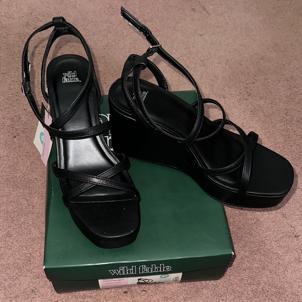 Wild Fable Black Wedge Sandals